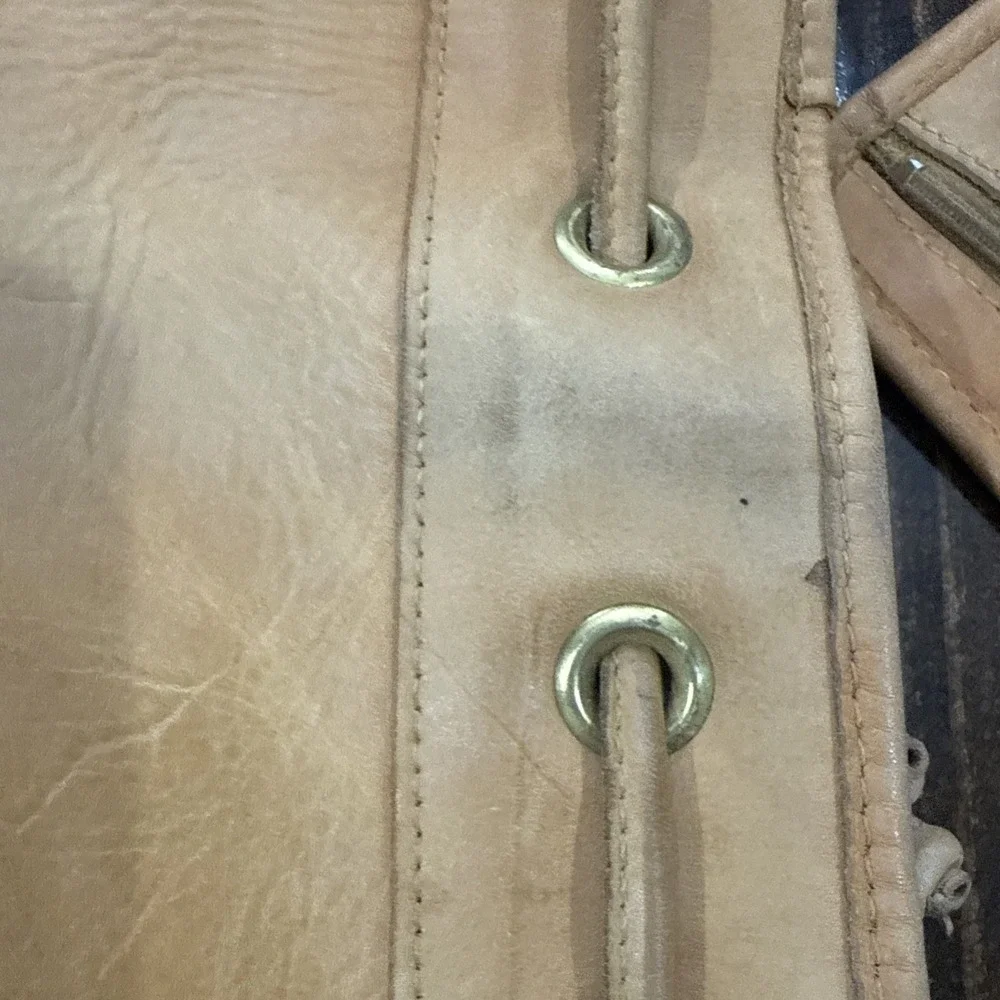 King Ranch Vintage Leather Bucket Purse Camel Color Made In USA Shoulder Bag